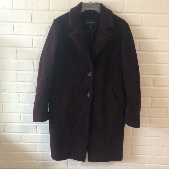 Banana Republic Wool Blend Overcoat Beetroot Burgundy Red heather tweed - Picture 3 of 12